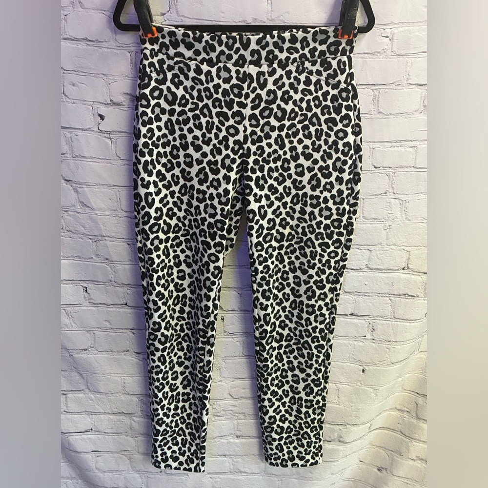 Monochrome Leopard Print Rockabilly Grunge Punk Mobwife Pull On Legging Pants M